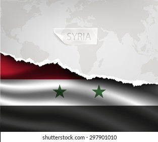 torn paper with hole and shadows SYRIA flag