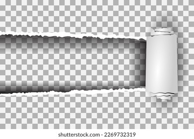 Ilustración vectorial de agujero de papel desgarrado. El fondo gris blanco a cuadros de la ventana resultante. Papel de plantilla.