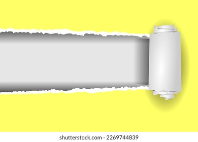 Torn paper hole vector illustration. The gray background of the windows produced the yellow paper. Template paper.