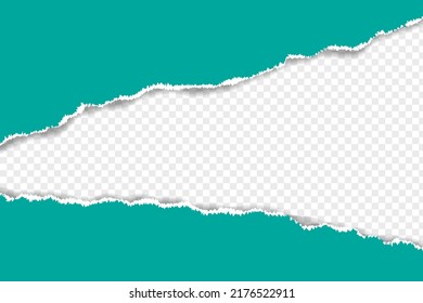 Torn paper, horizontal blue torn paper with soft shadow