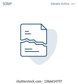 Torn Paper Icon, Scrap Document Icon, Rough Work, Conflict Of Interest, Unsafe Data, Corporate Business Office Files, Editable Stroke