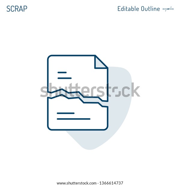 Torn paper icon, Scrap Document icon, Rough work,\
conflict of interest, unsafe data, Corporate Business office files,\
Editable stroke