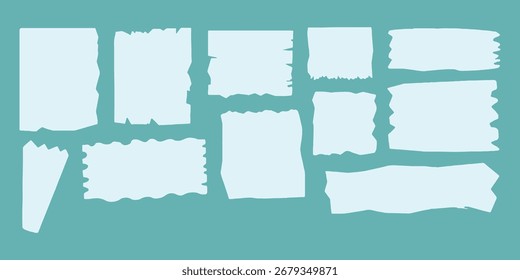 papel rasgado ícone definir vetor no fundo branco. papel, rasgado, pedaço, sucata, fragmento, rasgar, rasgar, borda, textura, scrapbook, colagem, artesanato, arte, design, símbolo.