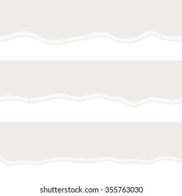 Torn paper lacerated banners set with ripped bottom edges and shadows, vintage style gray stripes template with empty space for text for writing, lettering, scrapbooking, vector illustration