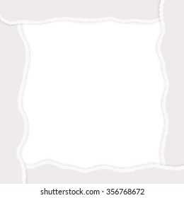 Torn paper lacerated narrow border with ripped edges and shadows, vintage style gray layered stripes template with empty space for text for writing, lettering, scrapbooking, vector illustration