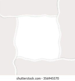 Torn paper lacerated wide border with ripped edges and shadows, vintage style gray layered stripes template with empty space for text for writing, lettering, scrapbooking, vector illustration