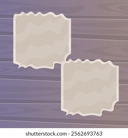 Torn Paper Note Frame For Mood Board Isolated  On Wooden Abstract Purple Magic Background Cartoon Vector Design