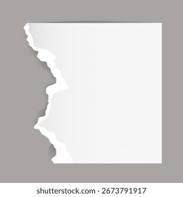 Nota de papel rasgado con borde rasgado - elemento de Scrapbooking de memoria en blanco