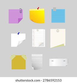 Torn paper note ripped vector collectio isolated.
