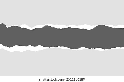 Torn paper, notebook page with ripped edges, notepaper piece for scrapbooking. Vector illustration.