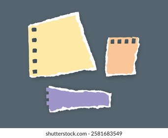 Torn paper, notebook sheets, torn page, vector illustration