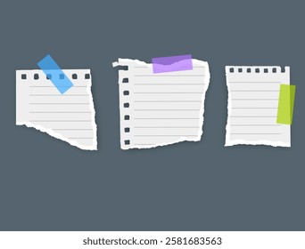 Torn paper, notebook sheets, torn page, vector illustration