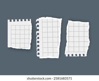 Torn paper, notebook sheets, torn page, vector illustration