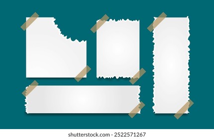 Notas de papel rasgadas con el sistema pegajoso del Vector de la cinta