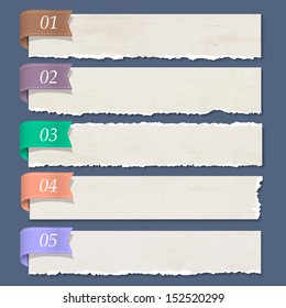 Torn Paper Numbered Banners. Vector EPS10 