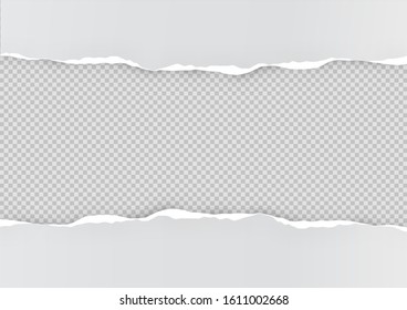 Torn paper on transparent background with space for text. Vector illustration.