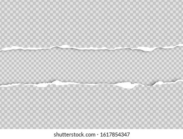 Torn paper on transparent background with space for text. Vector illustration.