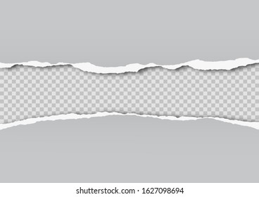 Torn paper on transparent background with space for text. Vector illustration.