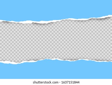 Torn paper on transparent background with space for text. Vector illustration.