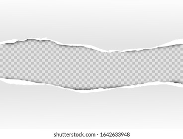Torn paper on transparent background with space for text. Vector illustration.