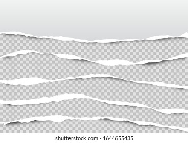 Torn paper on transparent background with space for text. Vector illustration.