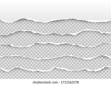 Torn paper on transparent background with space for text. Vector illustration.