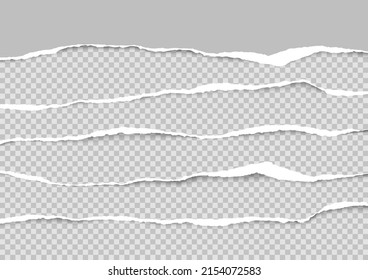 Papel desgarrado sobre fondo transparente con espacio para texto. Ilustración vectorial.