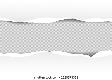 Torn paper on transparent background with space for text. Vector illustration.