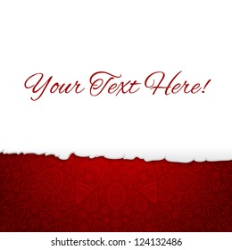 Torn paper with ornaments  on red background