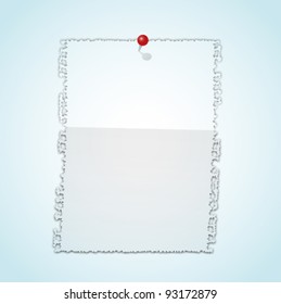 Torn paper pad with pin.