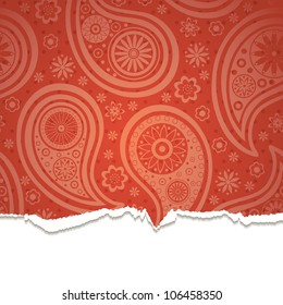 Torn paper with a paisley pattern. Vector illustration. Eps10.