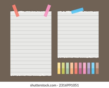 Torn paper piece design background set vector