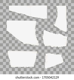 Torn paper piece isolated on transparent background. Vector illustration