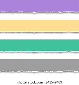 Torn paper pieces for banners. Vector EPS10 illustration. Design elements - paper with ripped edges