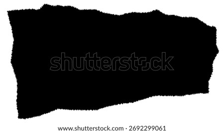 Torn Paper Pieces Frame. Black grunge jagged rectangle frames. Vector Collage Shape of Black Ripped Papers Silhouettes Sheet for Sticker, Collage, Banner isolated on white background. 