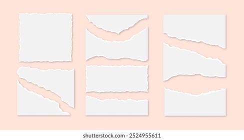 Torn paper pieces set. Abstract collage shapes with jagged edges.