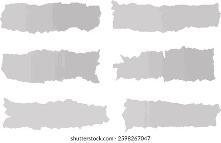 Torn Paper Pieces Vector Set, Isolated on White Background.