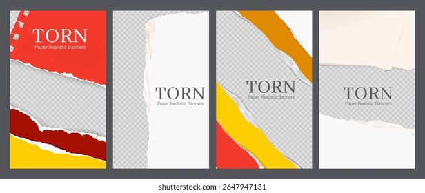 Torn paper Realistic banners vertical collection