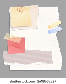 Torn paper Realistic composition Set