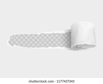 Torn paper realistic, hole in the sheet of paper on white background. Vector illustration