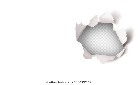 Torn paper realistic, hole in the sheet of paper on a transparent background. Vector illustrations EPS10