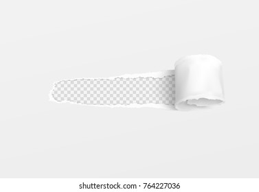 Torn paper realistic, hole in the sheet of paper on white background. Vector illustrations 