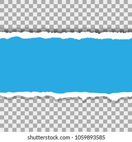 Torn paper realistic vector banner isolated on transparent background. Paper strip with teared edges