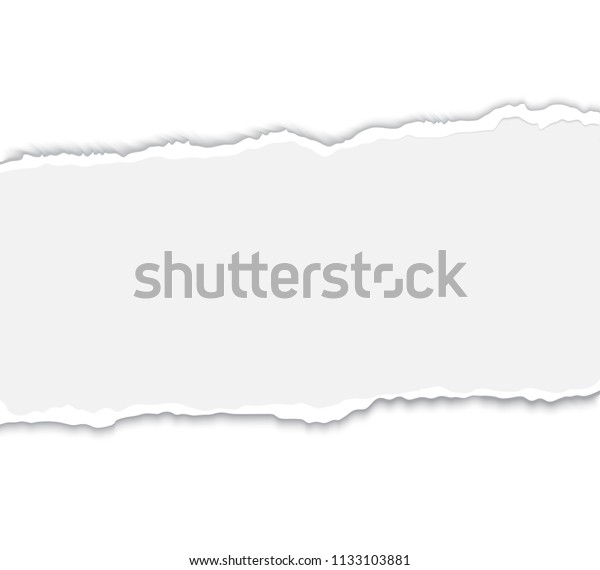 Torn\
paper realistic vector illustration. Paper strip with torn edges\
and space for text Blank white paper piece\
banner