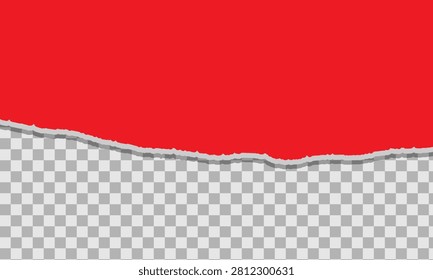 Torn paper with red background and transparent checkerboard pattern underneath