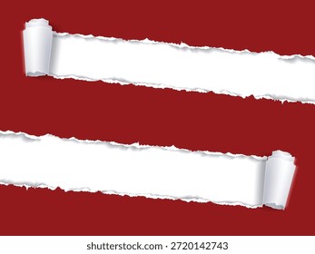 Papel rasgado con fondo blanco rojo