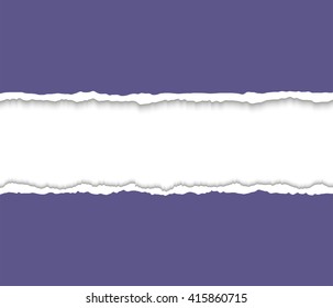 Torn paper with ripped edges. Torn paper frame for text.  Vector colorful torn paper background with white copyspace and ripped torn paper edges.