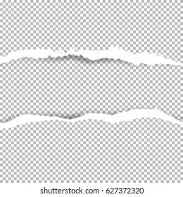 Torn paper with ripped edges with shadow on transparent background. Graphic concept for your design.