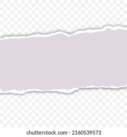 Papel desgarrado con bordes desgarrados y sombra suave ilustración vectorial realista aislada en fondo transparente. plantilla de papel con espacio de copia para texto