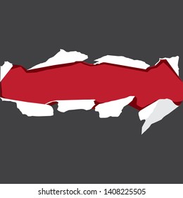 Torn paper with ripped edges with space for text. Template design for banner for web and print, sale promo, advertising, presentation. vector illustration - Red and black